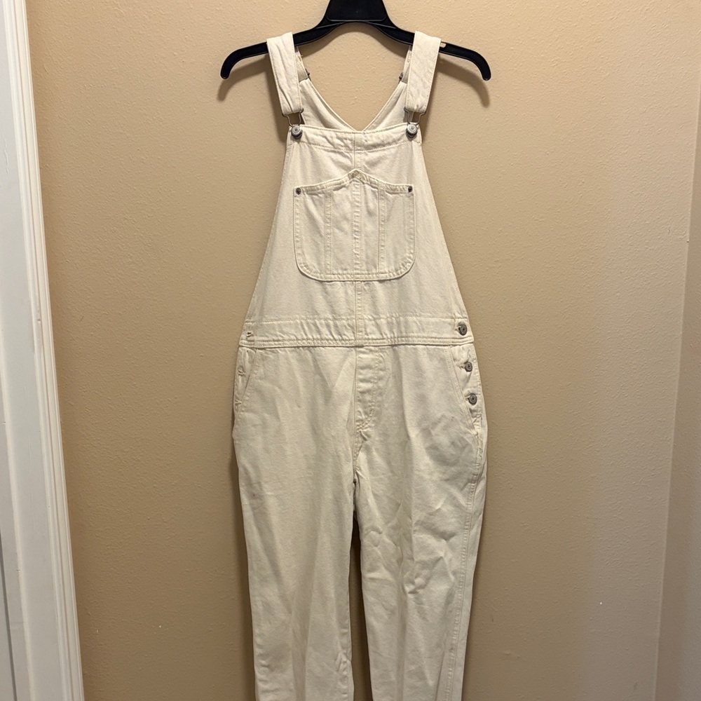 Old Navy Cream Denim Overalls with Bib Pocket